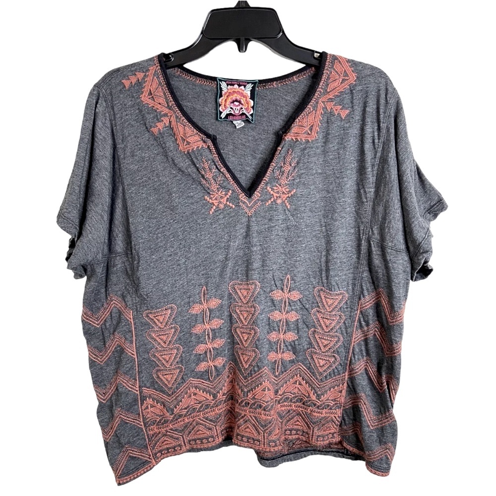 Johnny Was short sleeve Boxy fit top